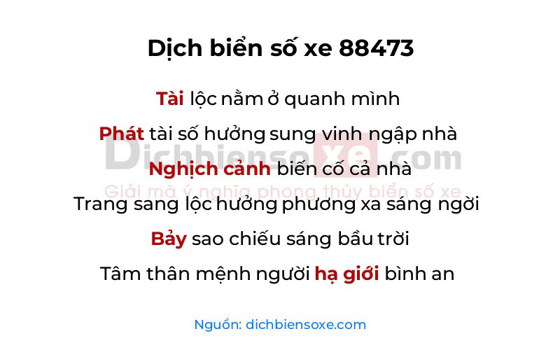 Dịch thơ biển số 88473
