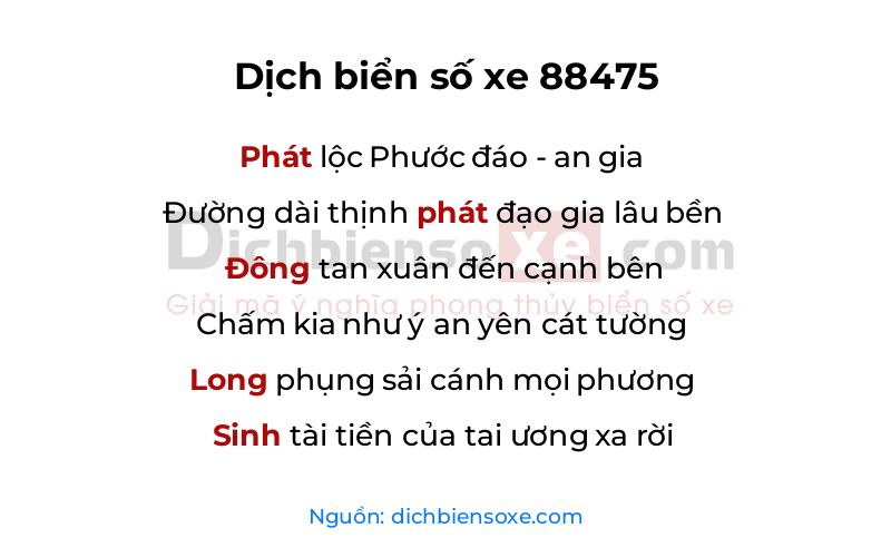 Dịch thơ biển số 88475