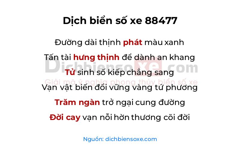Dịch thơ biển số 88477