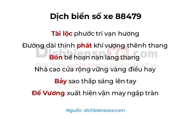 Dịch thơ biển số 88479