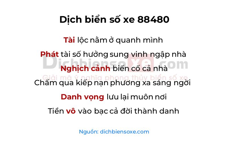 Dịch thơ biển số 88480