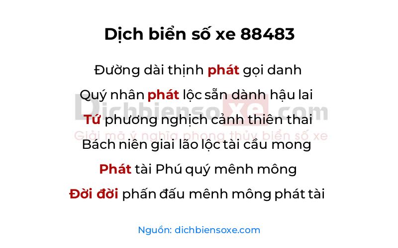 Dịch thơ biển số 88483