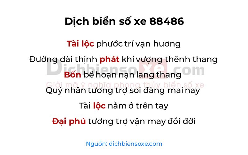 Dịch thơ biển số 88486