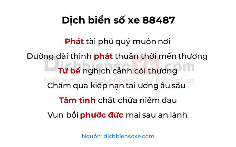 Dịch thơ biển số 88487
