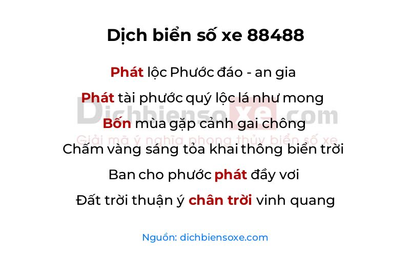 Dịch thơ biển số 88488