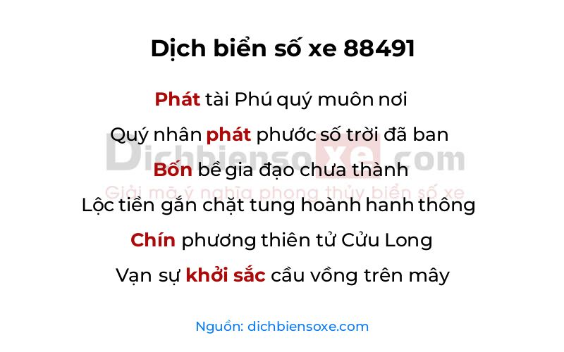 Dịch thơ biển số 88491