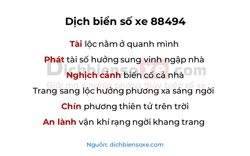 Dịch thơ biển số 88494