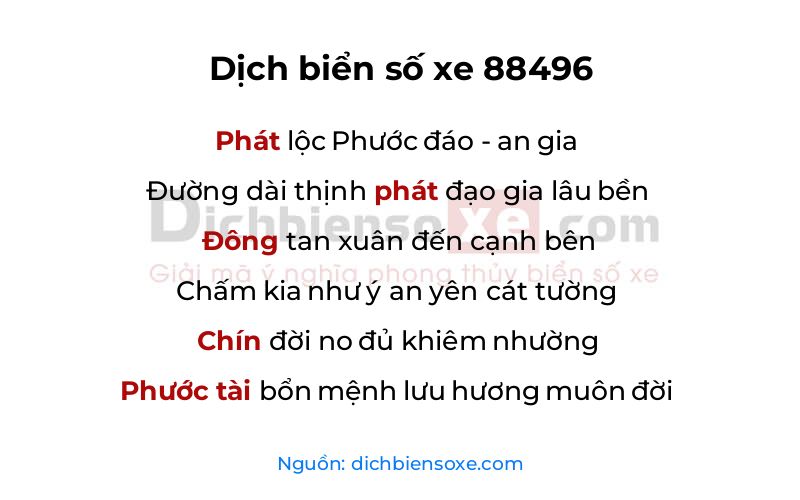 Dịch thơ biển số 88496