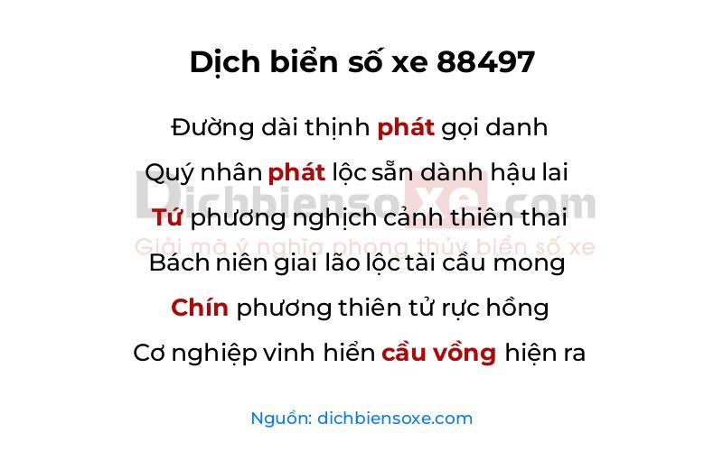 Dịch thơ biển số 88497