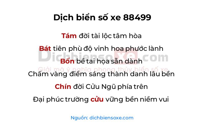 Dịch thơ biển số 88499