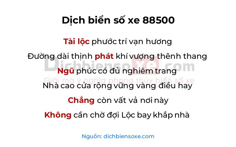 Dịch thơ biển số 88500