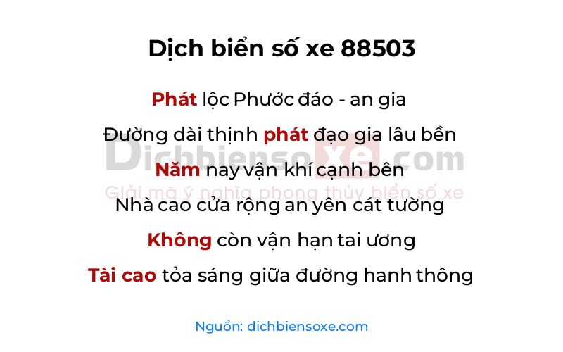 Dịch thơ biển số 88503