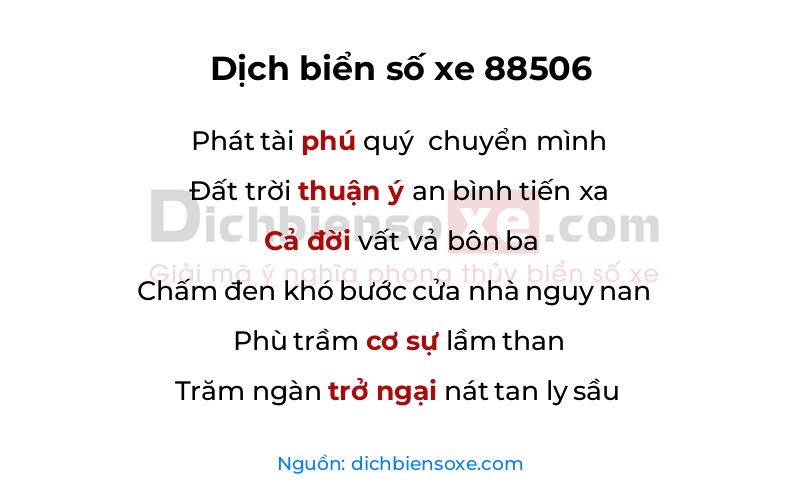 Dịch thơ biển số 88506