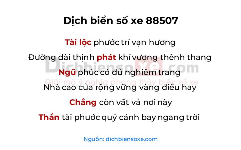 Dịch thơ biển số 88507
