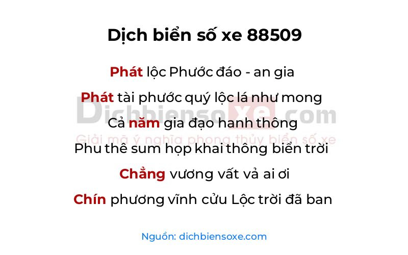Dịch thơ biển số 88509