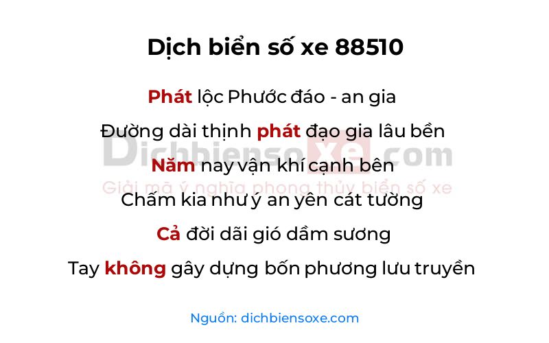 Dịch thơ biển số 88510