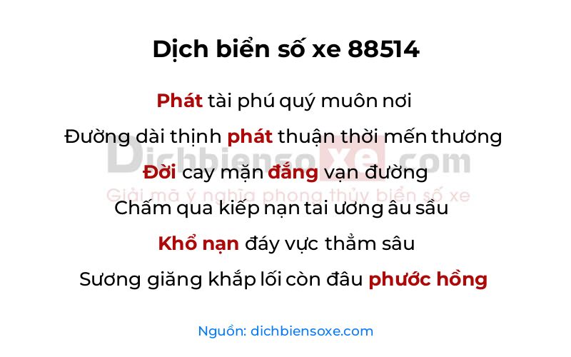 Dịch thơ biển số 88514