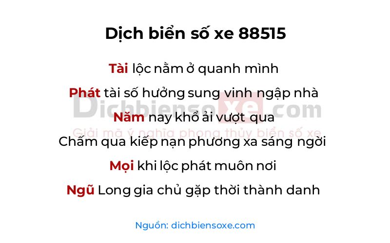 Dịch thơ biển số 88515