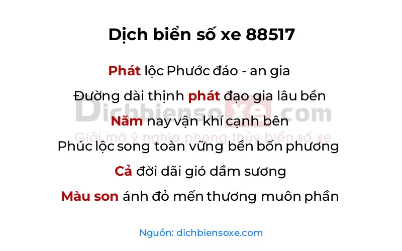 Dịch thơ biển số 88517
