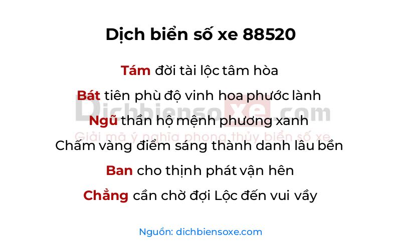 Dịch thơ biển số 88520