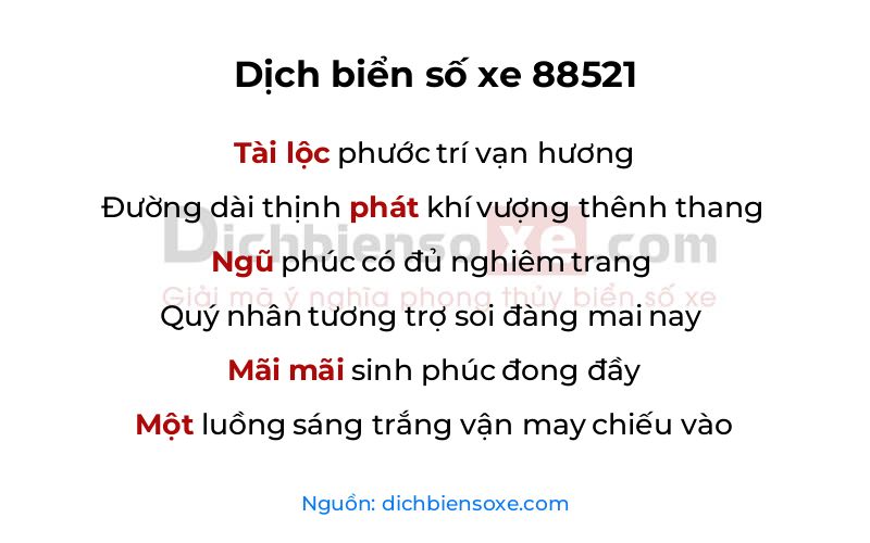 Dịch thơ biển số 88521