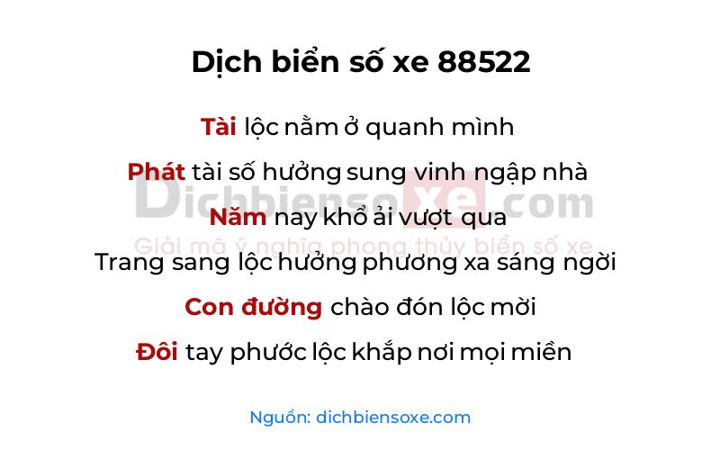 Dịch thơ biển số 88522