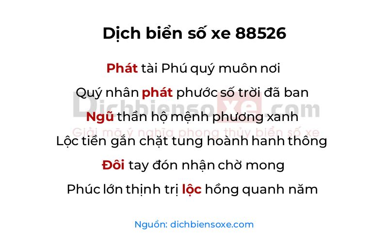Dịch thơ biển số 88526