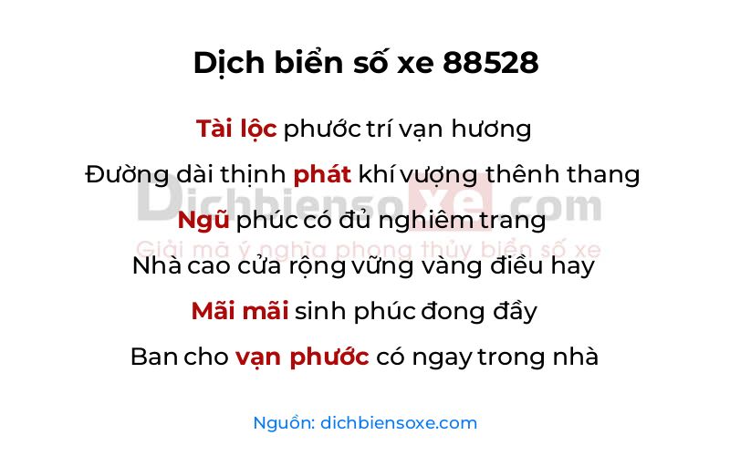 Dịch thơ biển số 88528