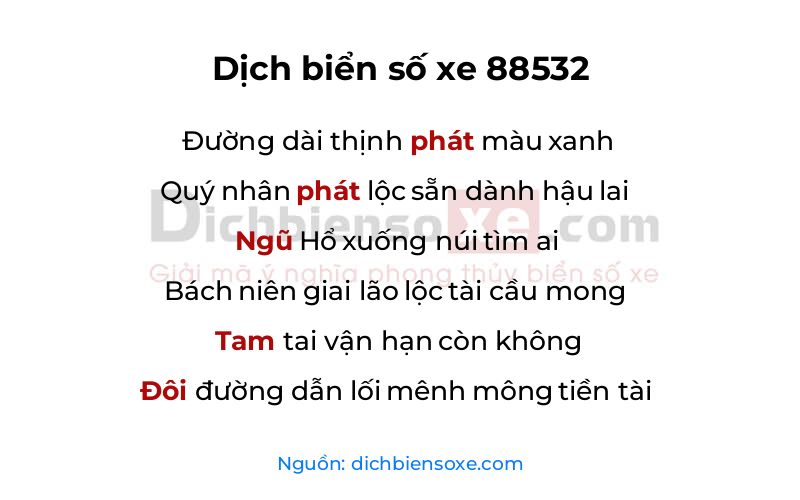 Dịch thơ biển số 88532