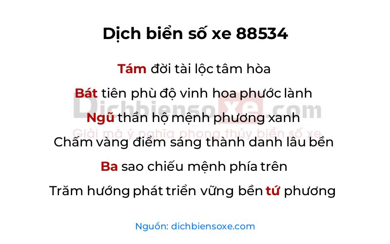 Dịch thơ biển số 88534