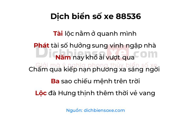 Dịch thơ biển số 88536
