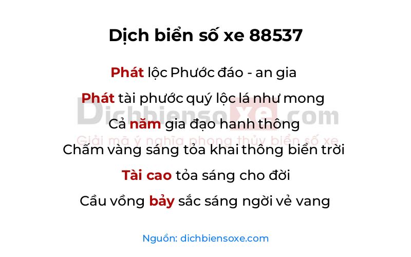 Dịch thơ biển số 88537