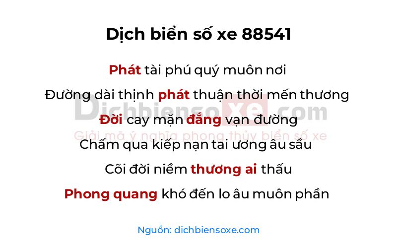 Dịch thơ biển số 88541