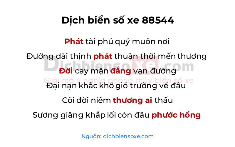 Dịch thơ biển số 88544