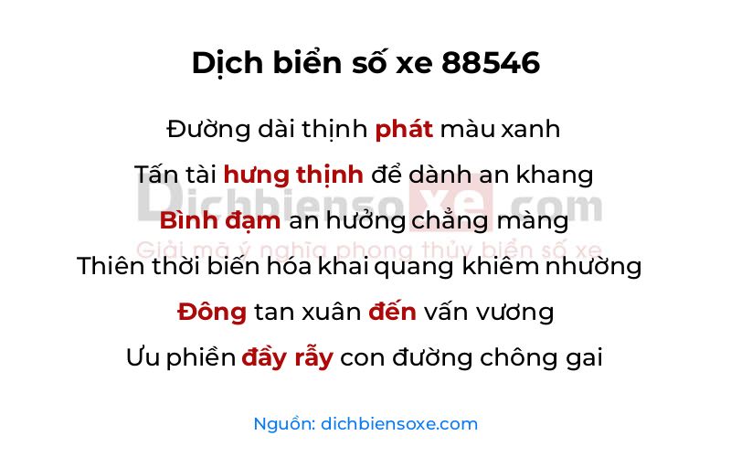Dịch thơ biển số 88546