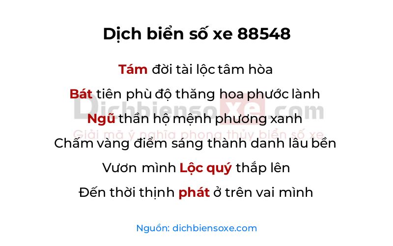 Dịch thơ biển số 88548