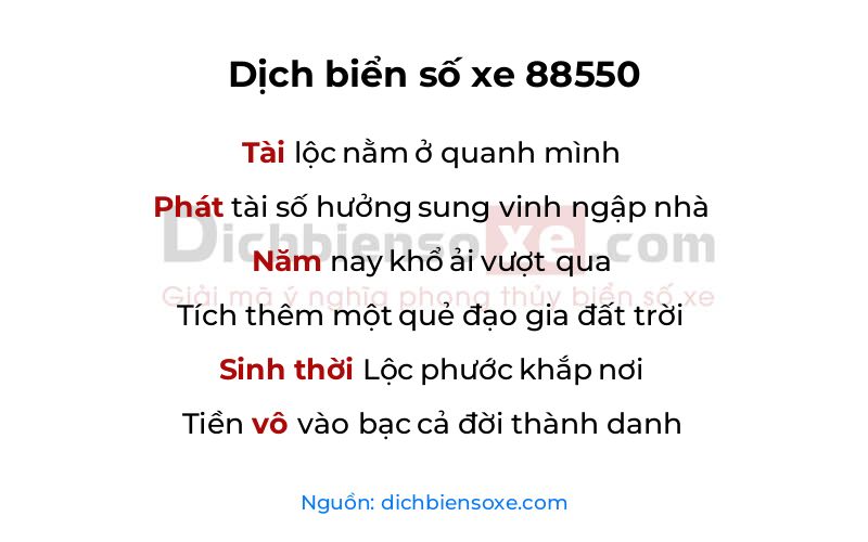 Dịch thơ biển số 88550