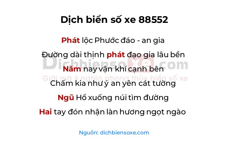 Dịch thơ biển số 88552