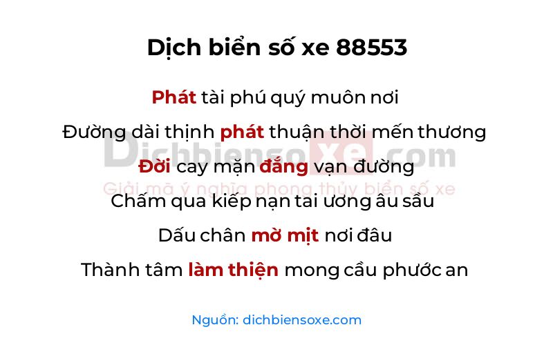 Dịch thơ biển số 88553