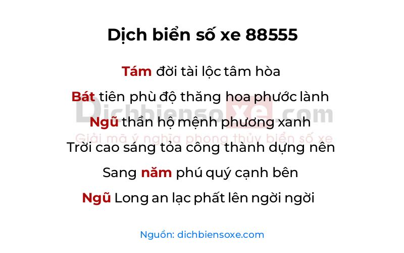 Dịch thơ biển số 88555