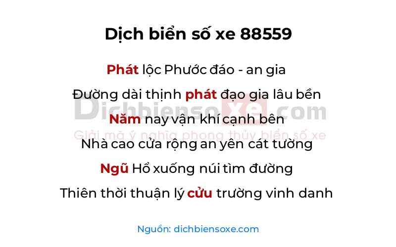 Dịch thơ biển số 88559