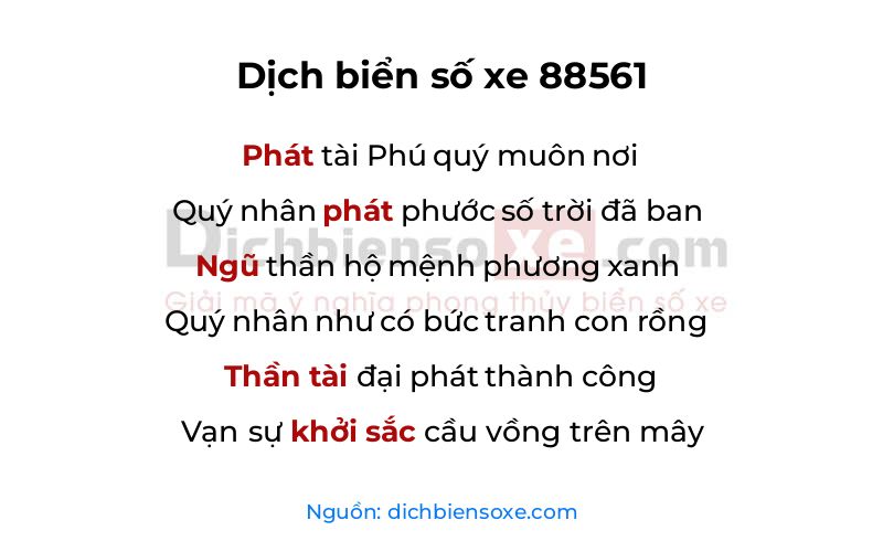Dịch thơ biển số 88561