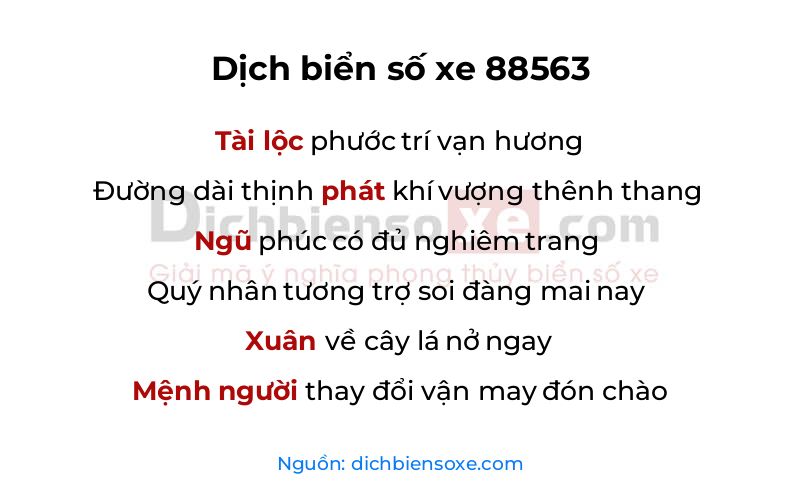 Dịch thơ biển số 88563