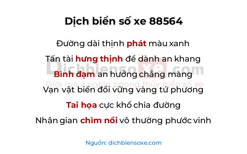 Dịch thơ biển số 88564