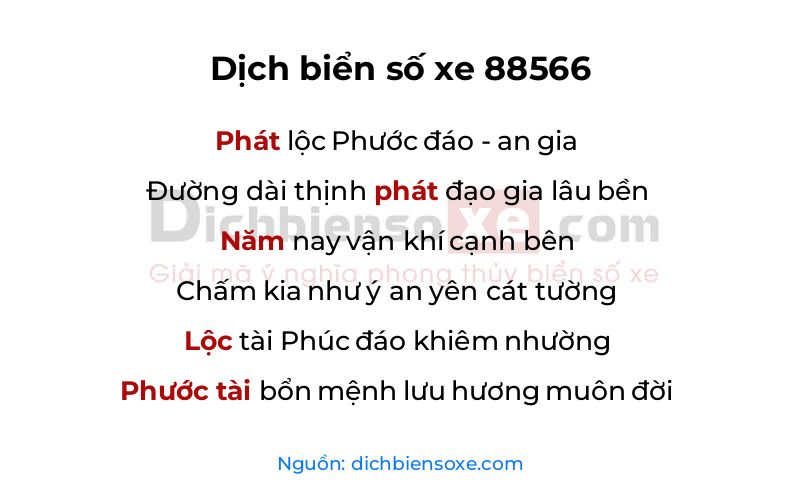 Dịch thơ biển số 88566