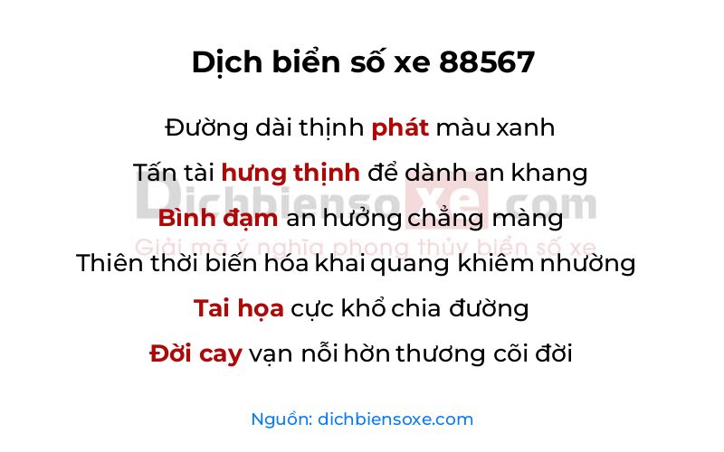 Dịch thơ biển số 88567