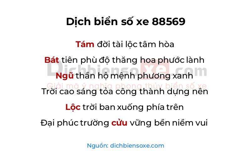 Dịch thơ biển số 88569