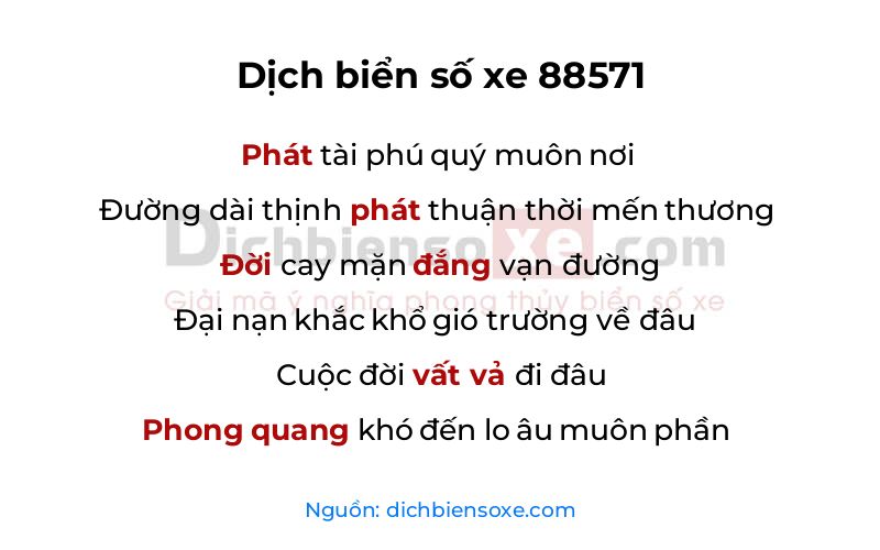 Dịch thơ biển số 88571
