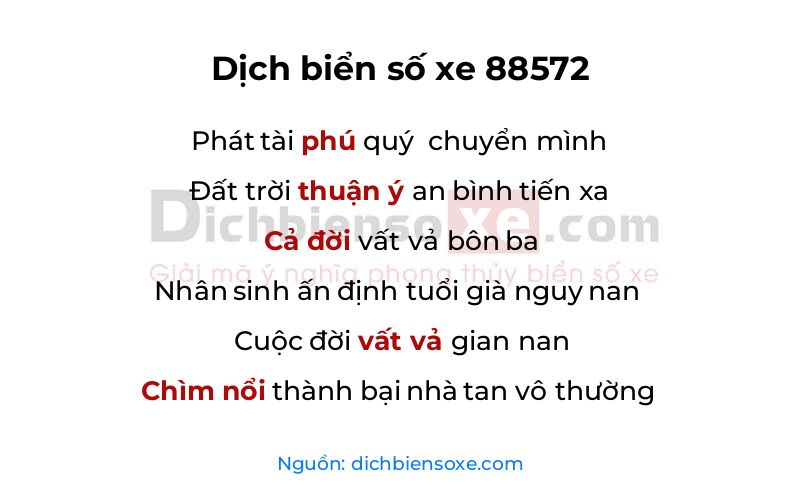 Dịch thơ biển số 88572