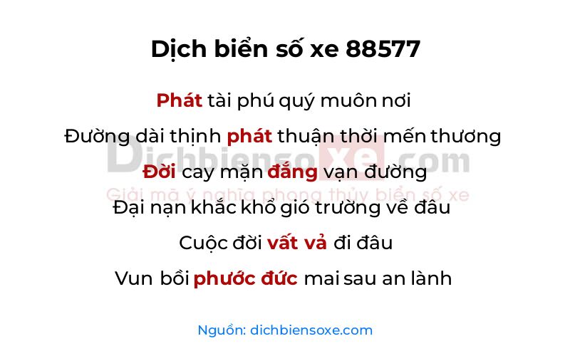 Dịch thơ biển số 88577
